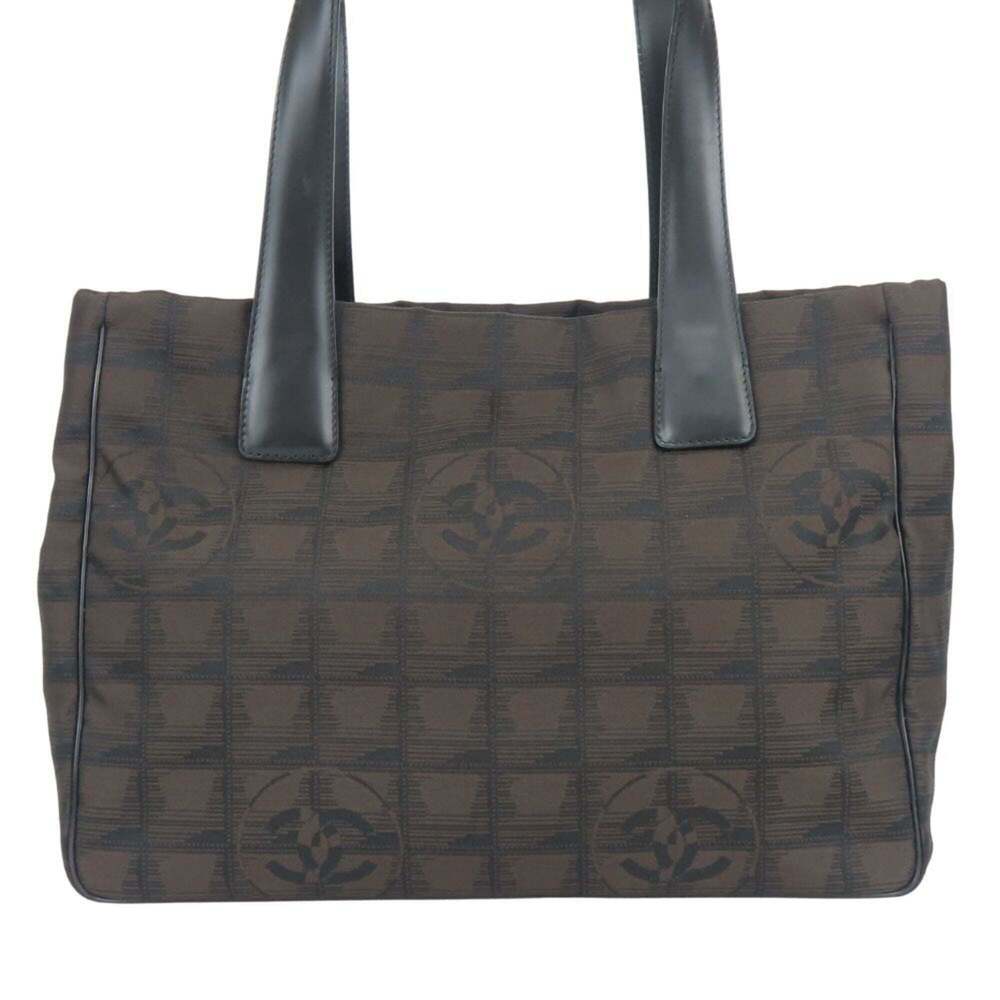 CHANEL Black Leather Logo Tote Bag